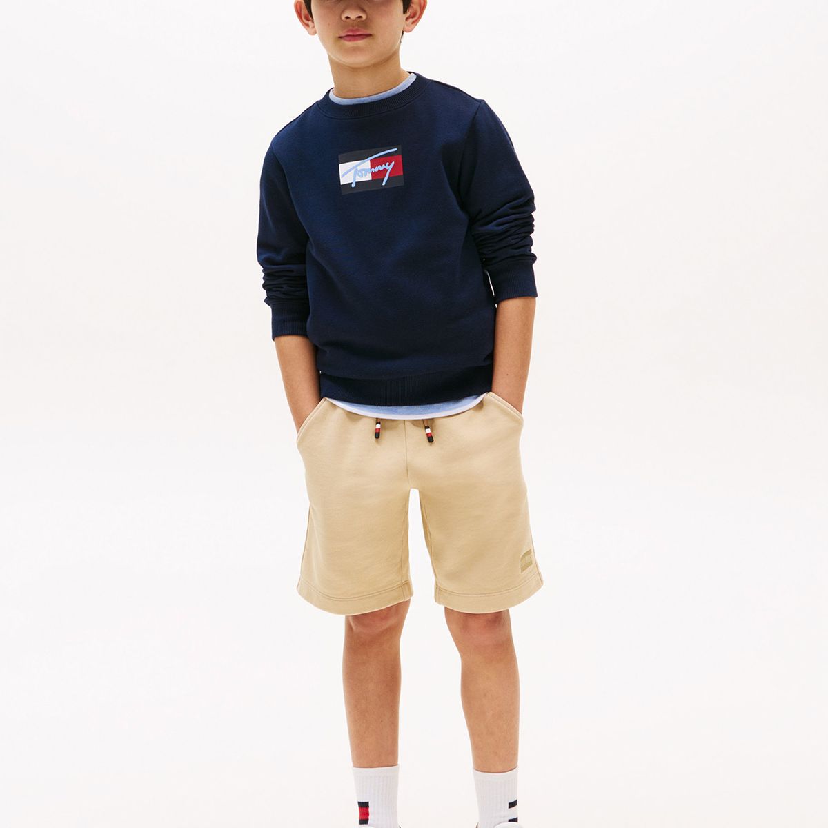 TOMMY HILFIGER - Polerón De Niño Con Logo Signature Azul Tommy Hilfiger