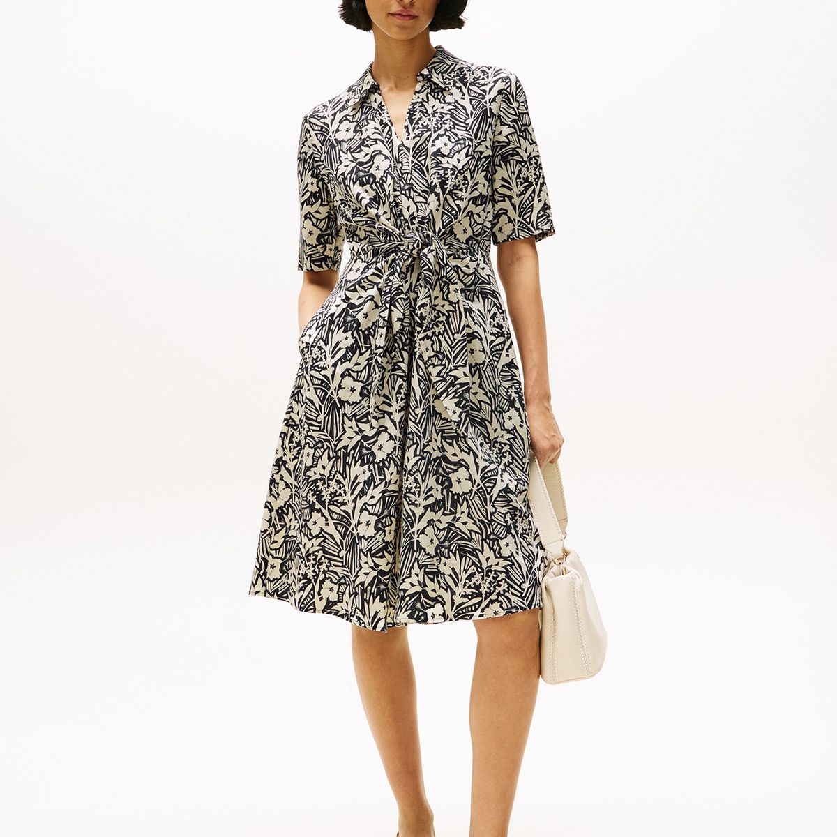 TOMMY HILFIGER - Vestido Camisero En Lino Negro Tommy Hilfiger