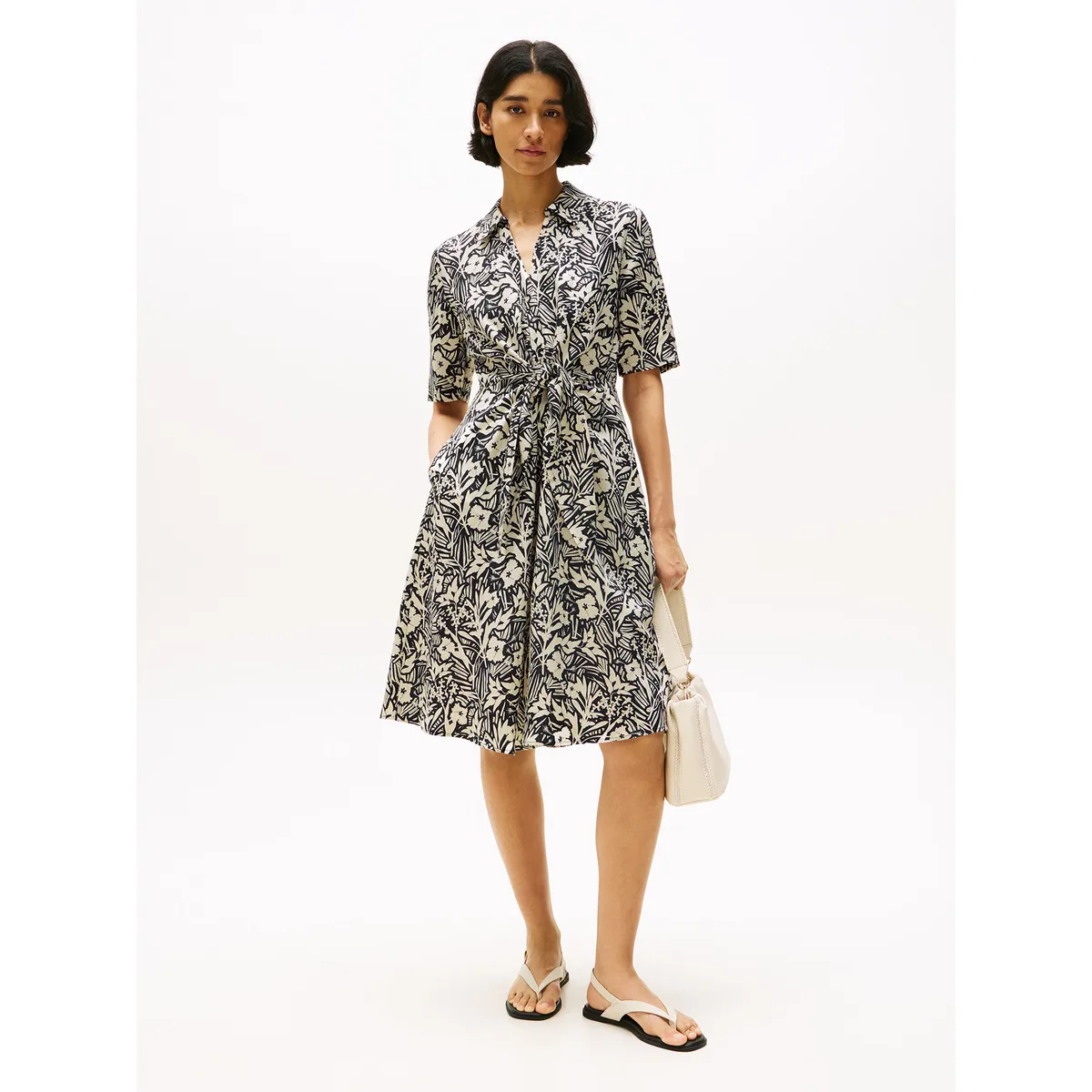 TOMMY HILFIGER - Vestido Camisero En Lino Negro Tommy Hilfiger