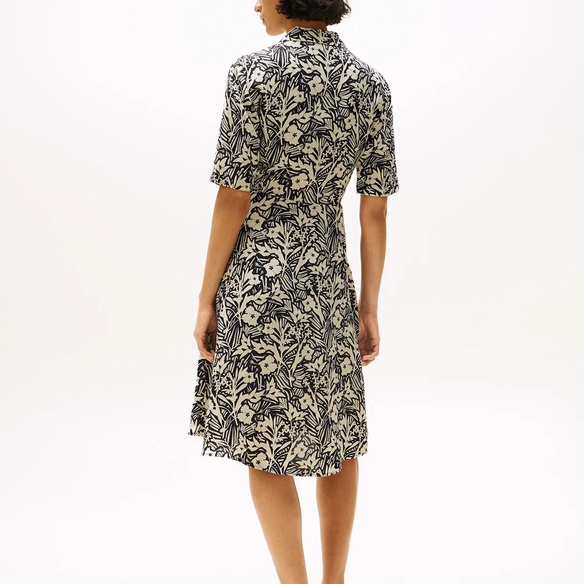 TOMMY HILFIGER - Vestido Camisero En Lino Negro Tommy Hilfiger