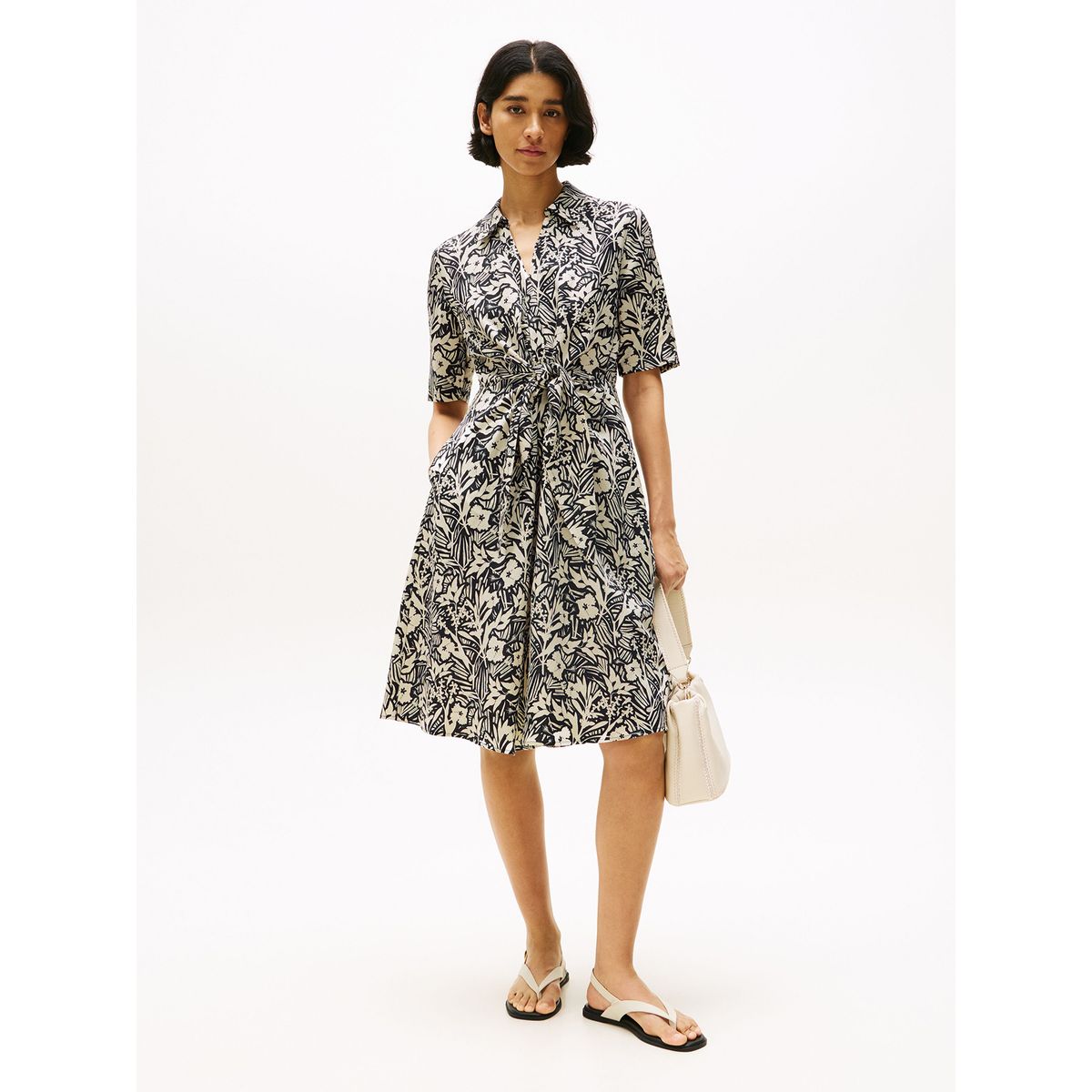 TOMMY HILFIGER - Vestido Camisero En Lino Negro Tommy Hilfiger