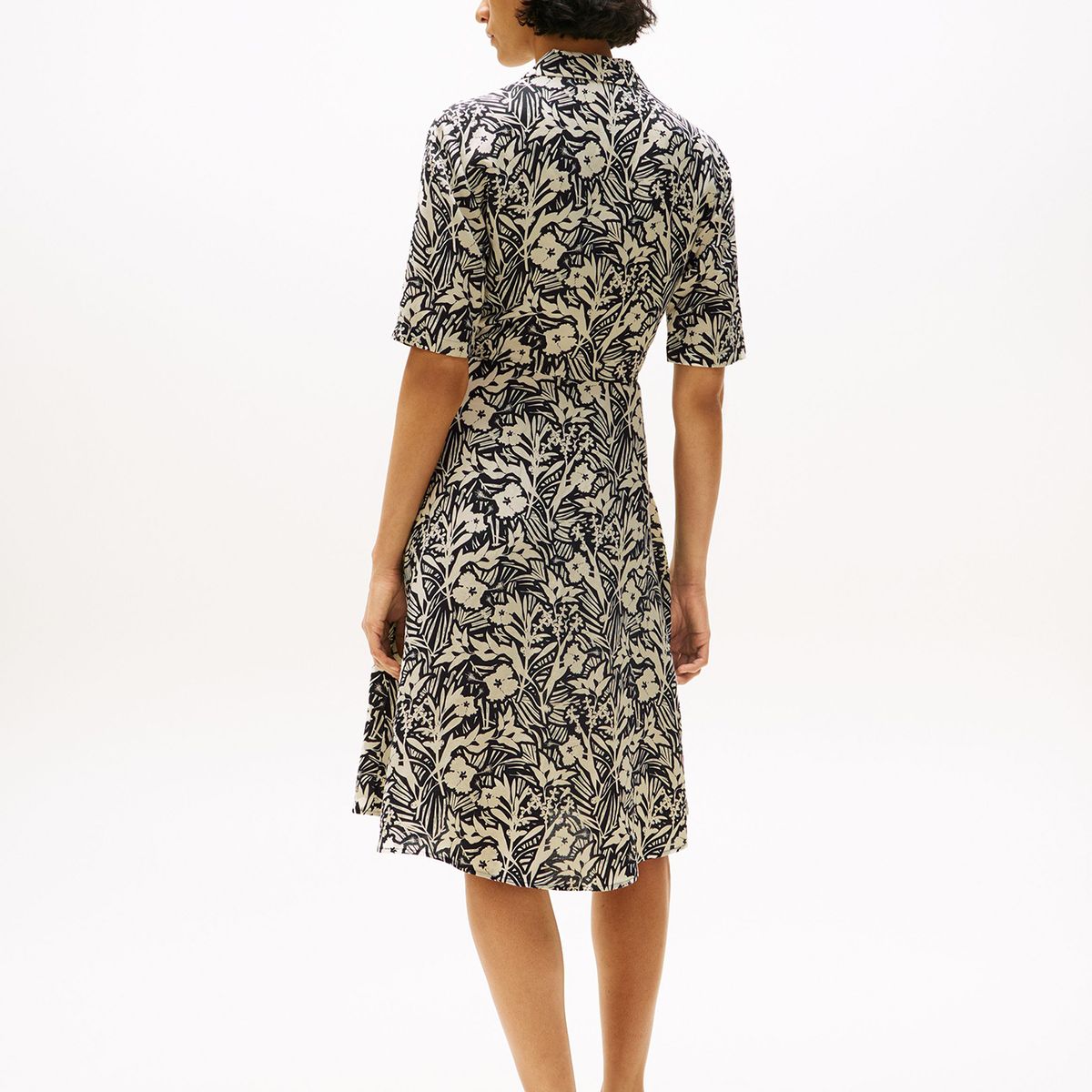 TOMMY HILFIGER - Vestido Camisero En Lino Negro Tommy Hilfiger
