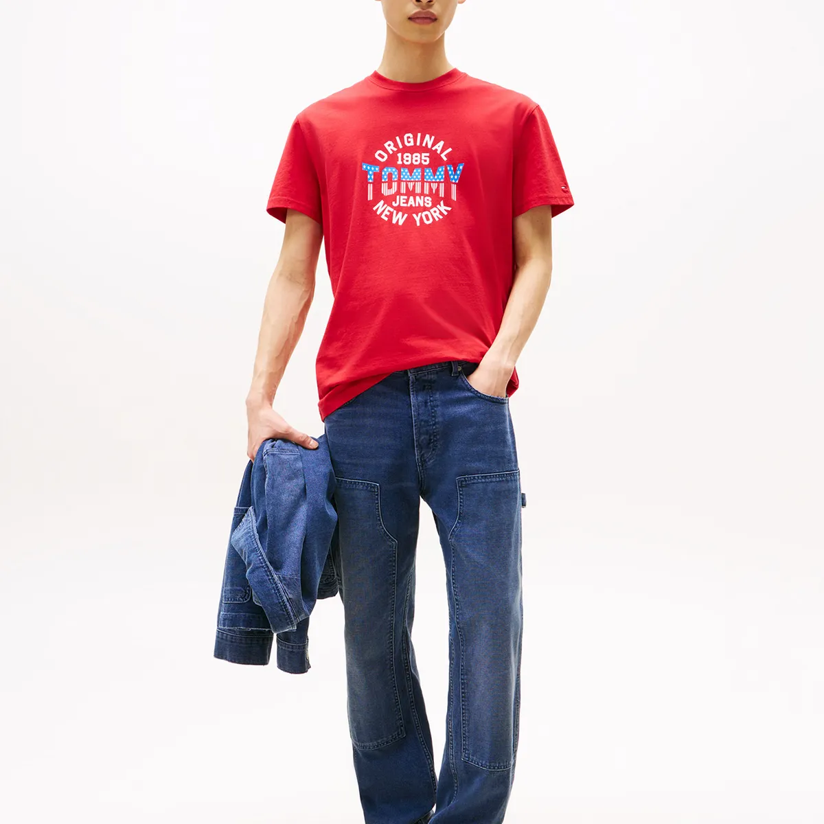TOMMY HILFIGER - Polera Usa Circle Graphic Logo Rojo Tommy Jeans