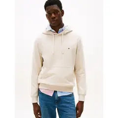 TOMMY HILFIGER - Polerón Hoodie Con Logo Bordado Beige