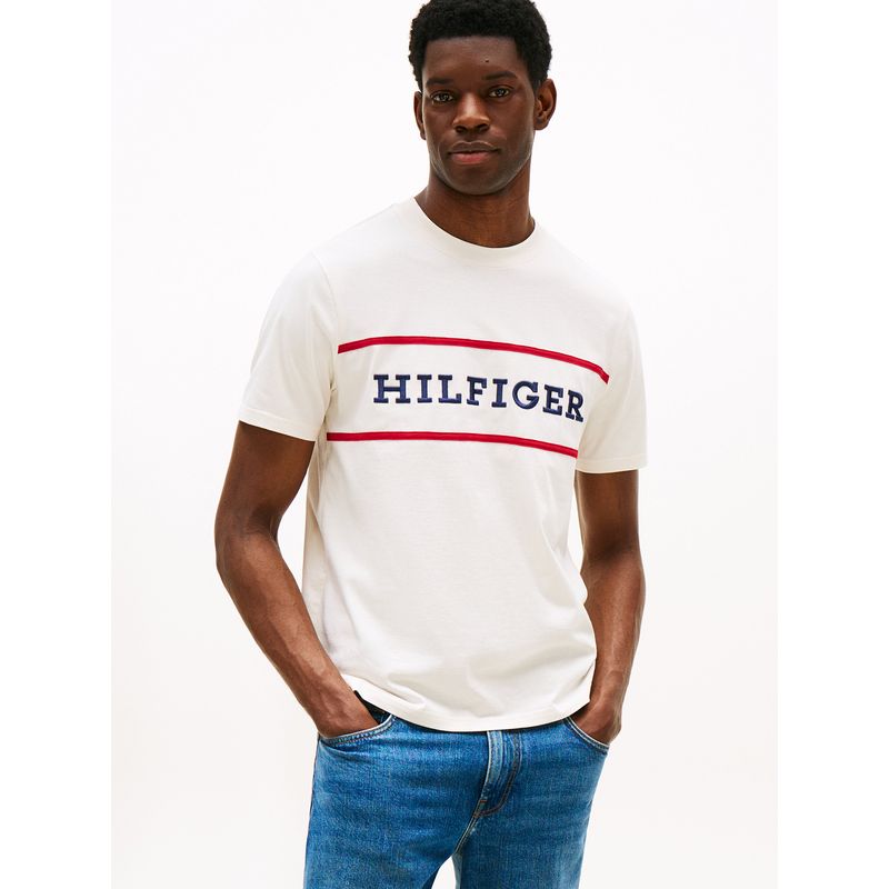 TOMMY HILFIGER - Polera Colorblock Con Logo Blanco Tommy Hilfiger