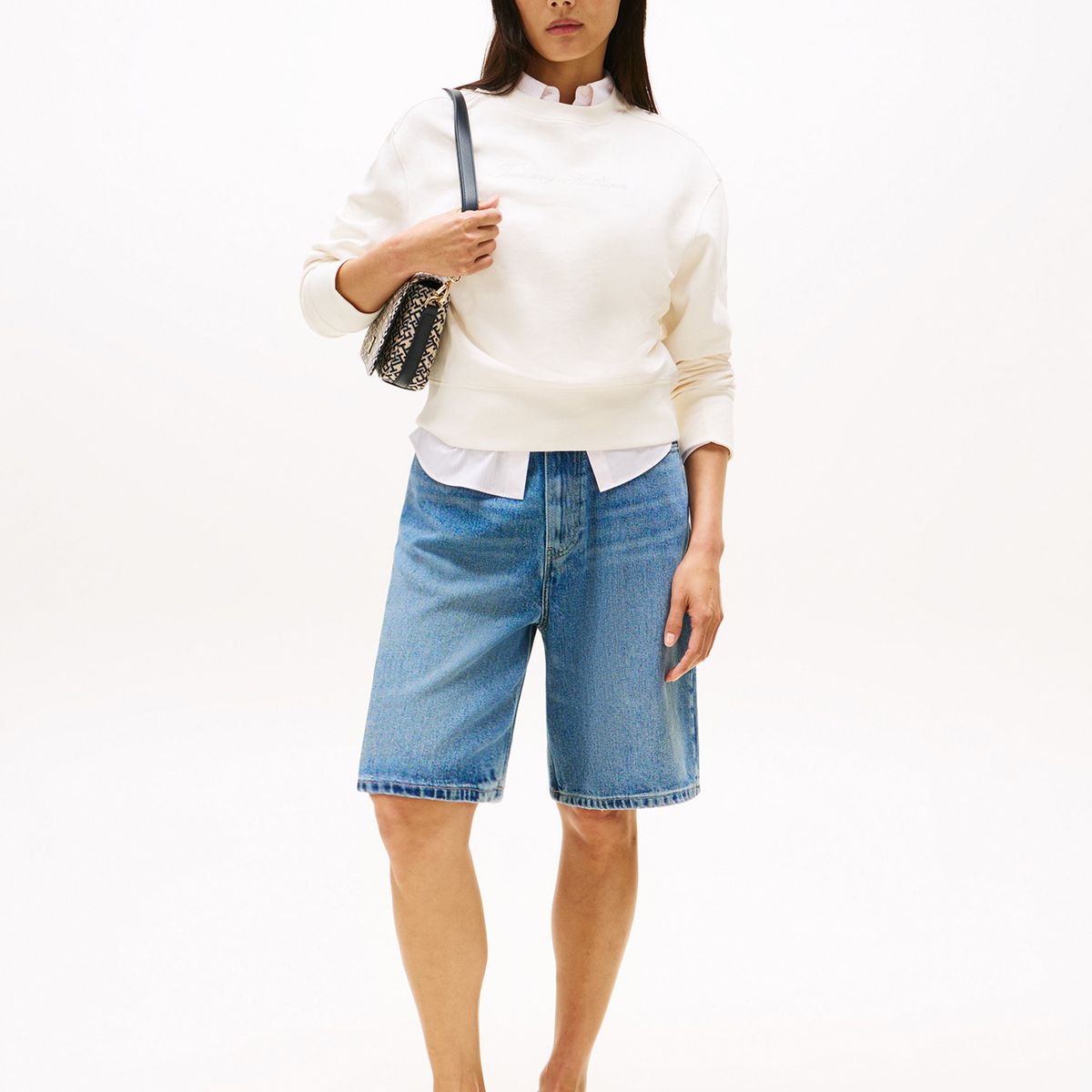 TOMMY HILFIGER - Polerón Con Logo Scrip Bordado Blanco Tommy Hilfiger