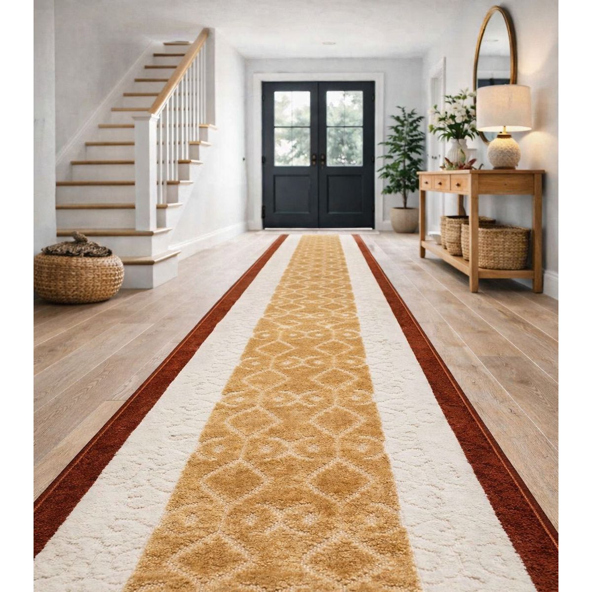 MROTTO - Alfombra Pasillo Marron 70 cm x 120 cm ANTIDESLIZANTE Sin Overlock