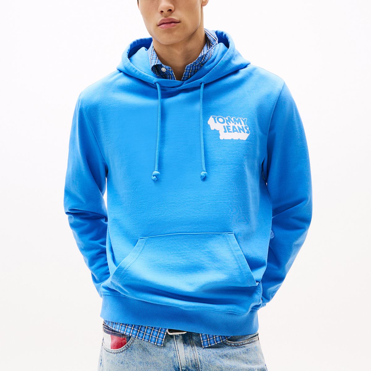 TOMMY HILFIGER - Polerón Hoodie Logo Gráfico Celeste Tommy Jeans