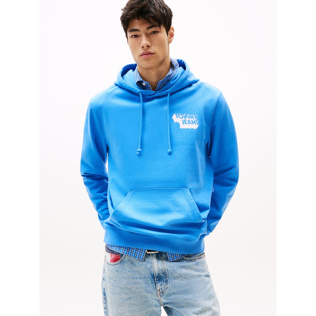 TOMMY HILFIGER - Polerón Hoodie Logo Gráfico Celeste Tommy Jeans