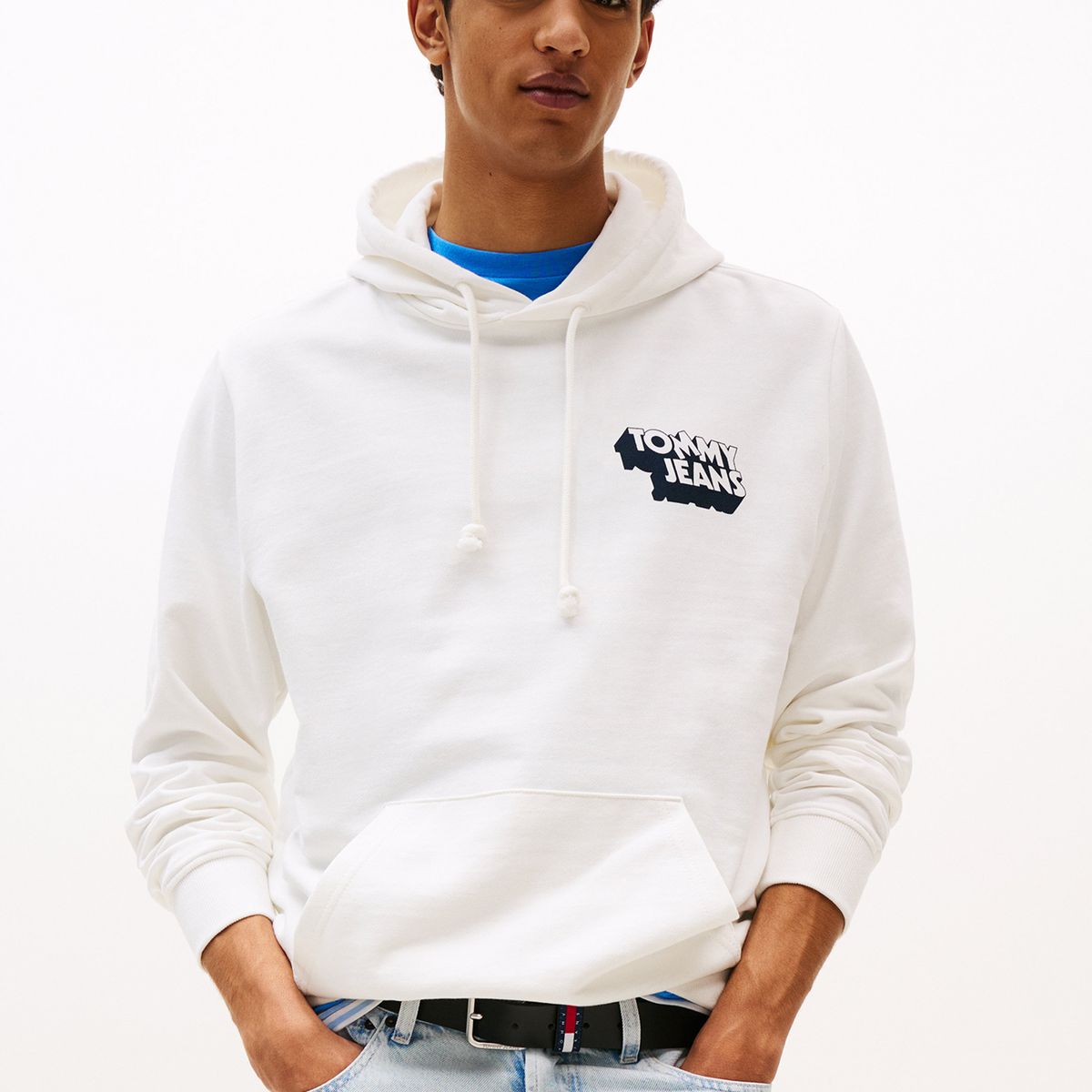 TOMMY HILFIGER - Polerón Hoodie Logo Gráfico Blanco Tommy Jeans