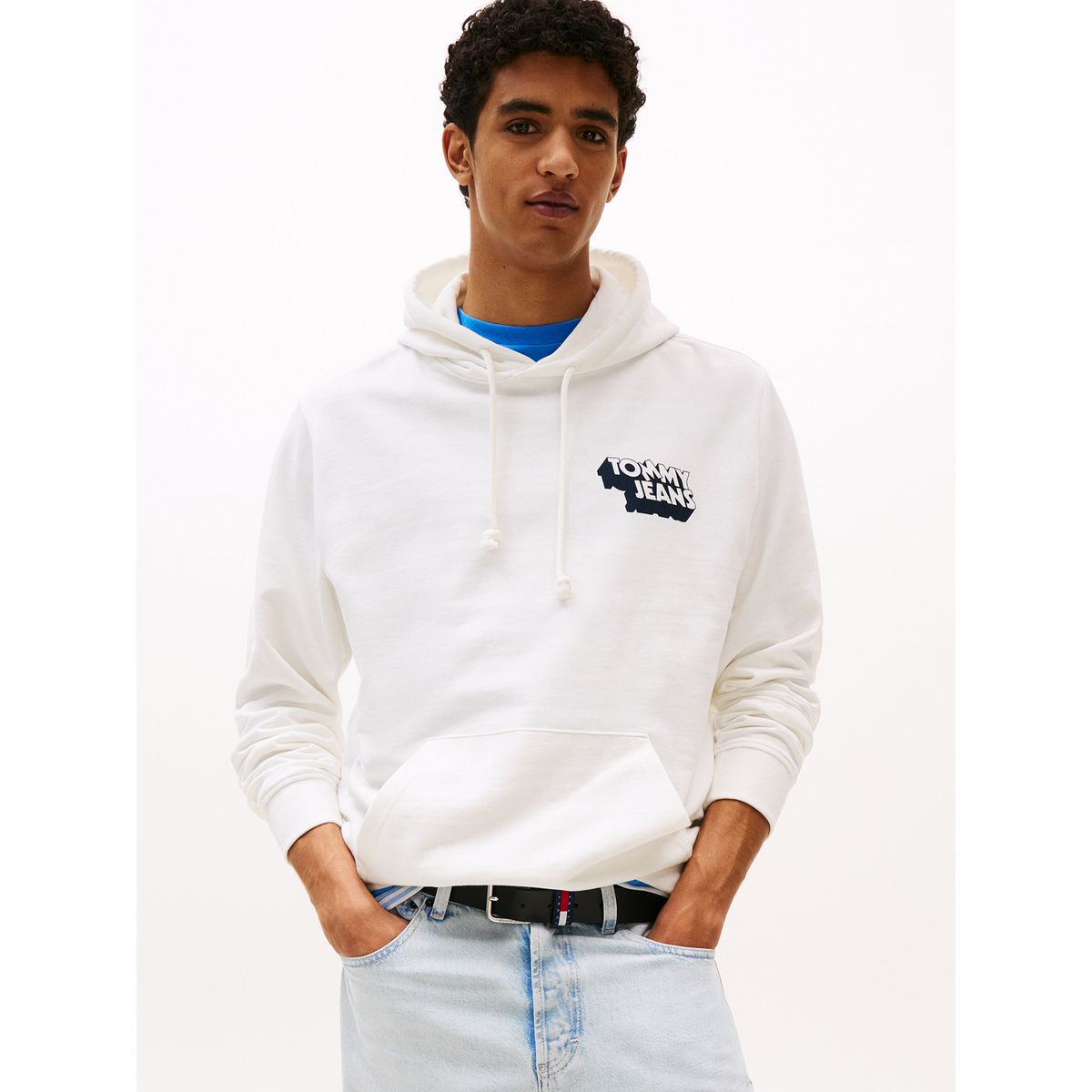 TOMMY HILFIGER - Polerón Hoodie Logo Gráfico Blanco Tommy Jeans