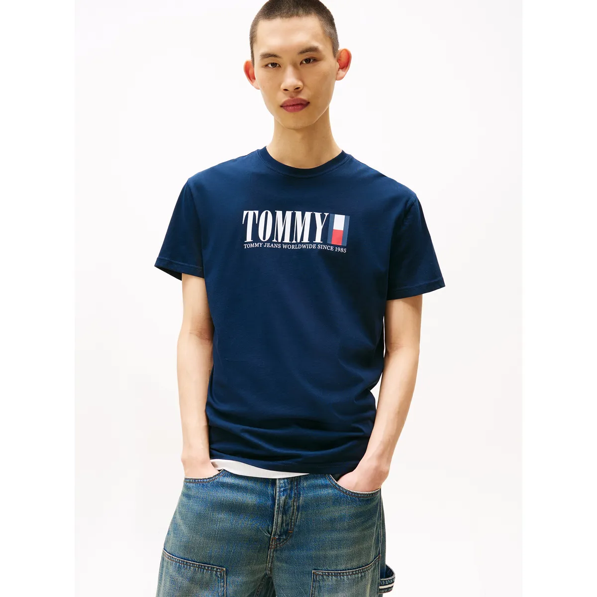 TOMMY HILFIGER - Polera C-Neck Con Logo Azul Tommy Jeans
