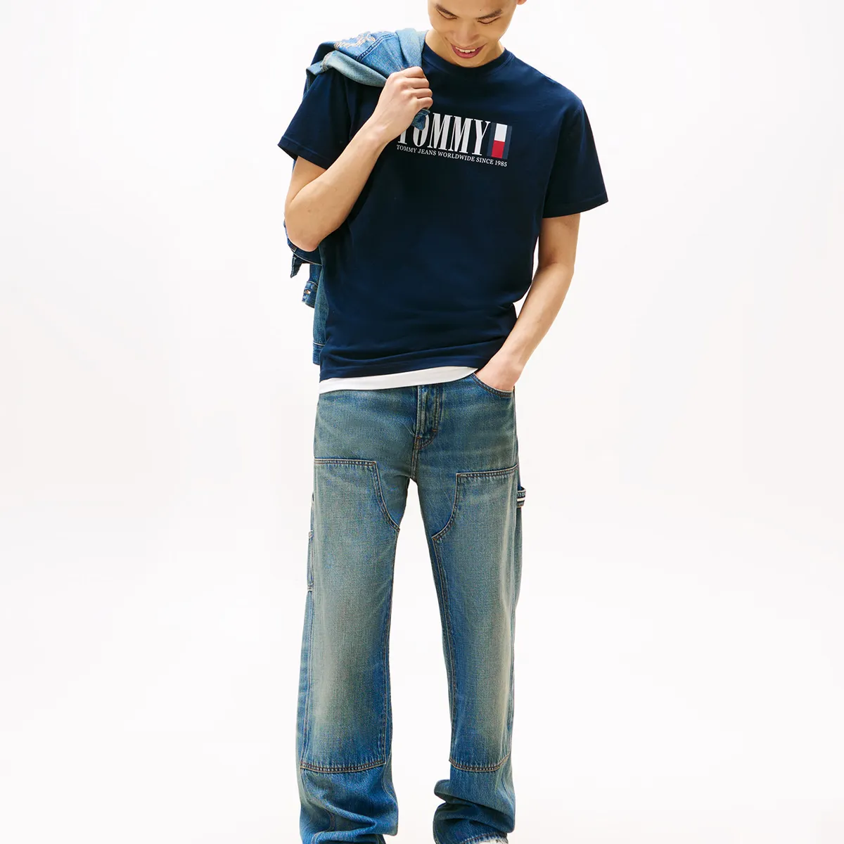 TOMMY HILFIGER - Polera C-Neck Con Logo Azul Tommy Jeans