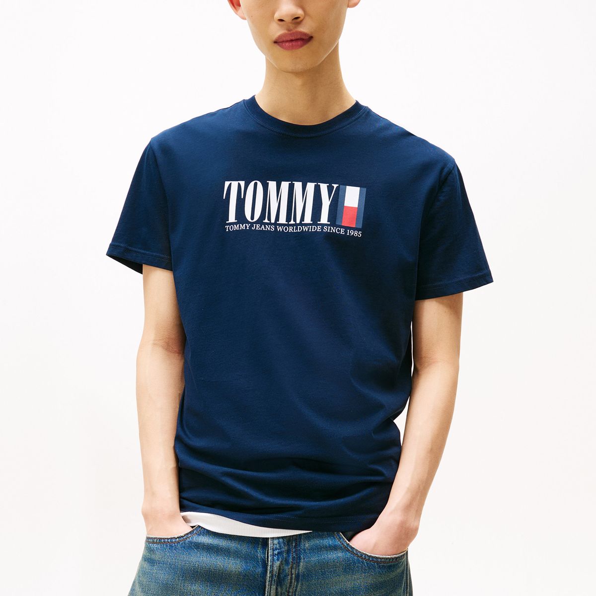 TOMMY HILFIGER - Polera C-Neck Con Logo Azul Tommy Jeans