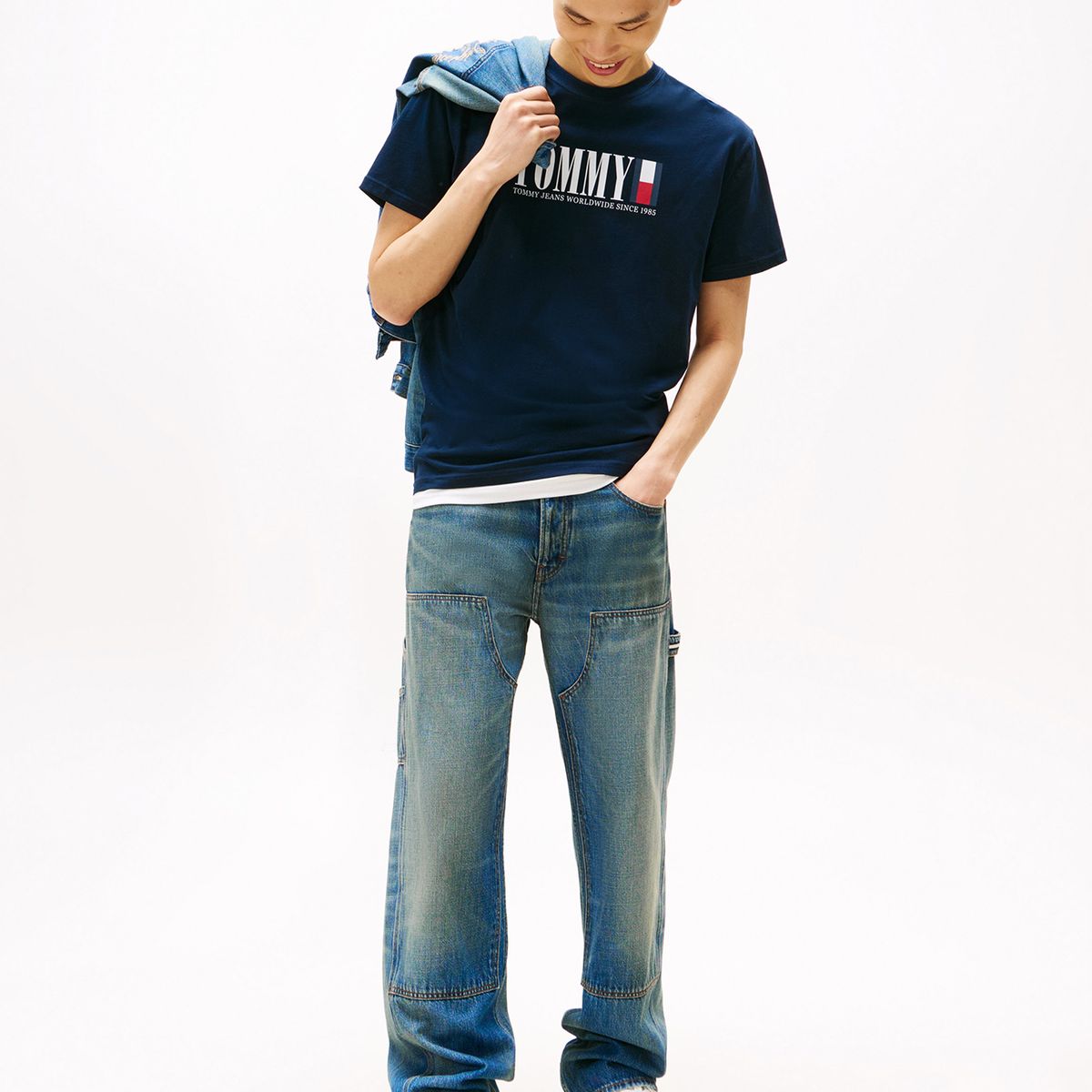 TOMMY HILFIGER - Polera C-Neck Con Logo Azul Tommy Jeans