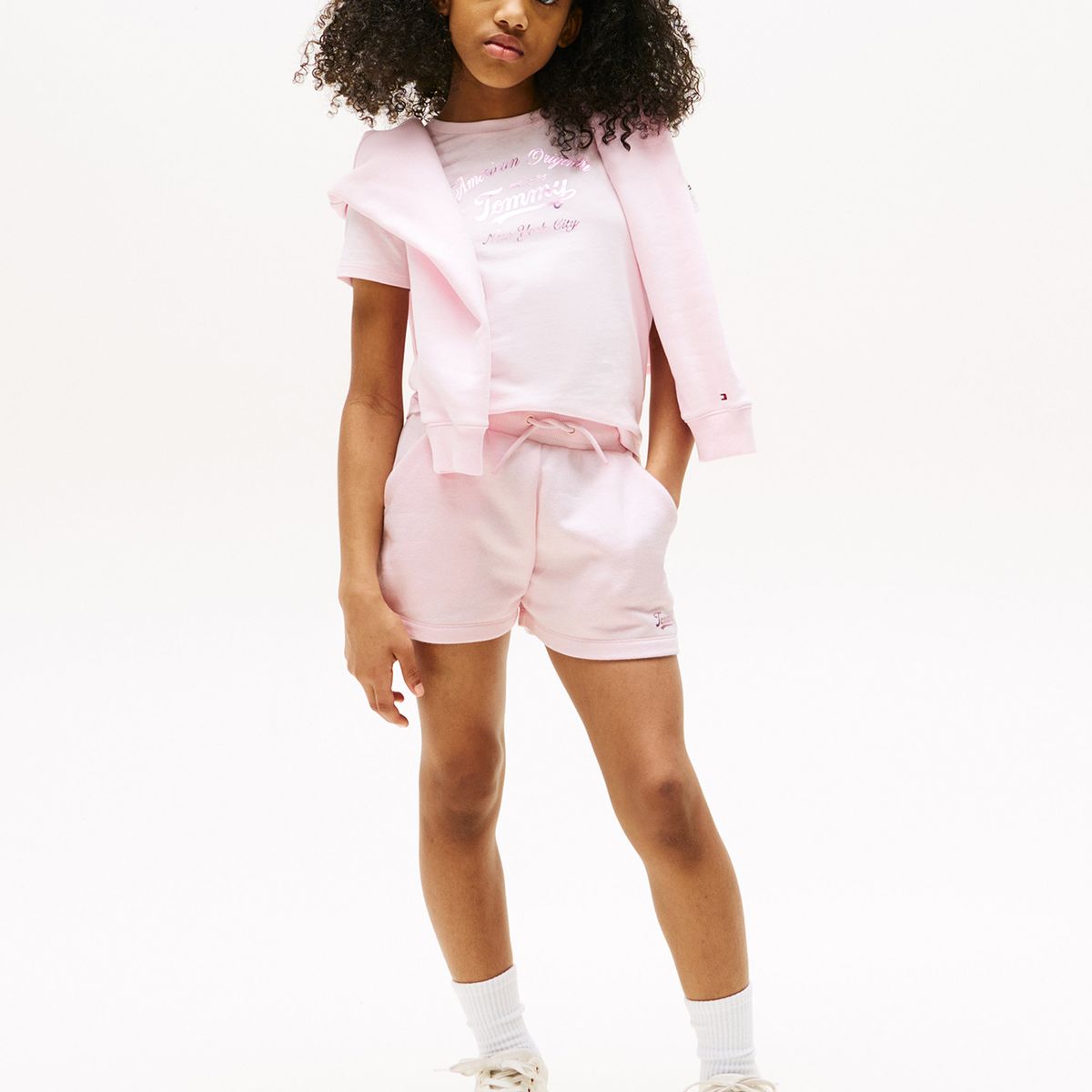 TOMMY HILFIGER - Short Con Logo Script Rosado Tommy Hilfiger