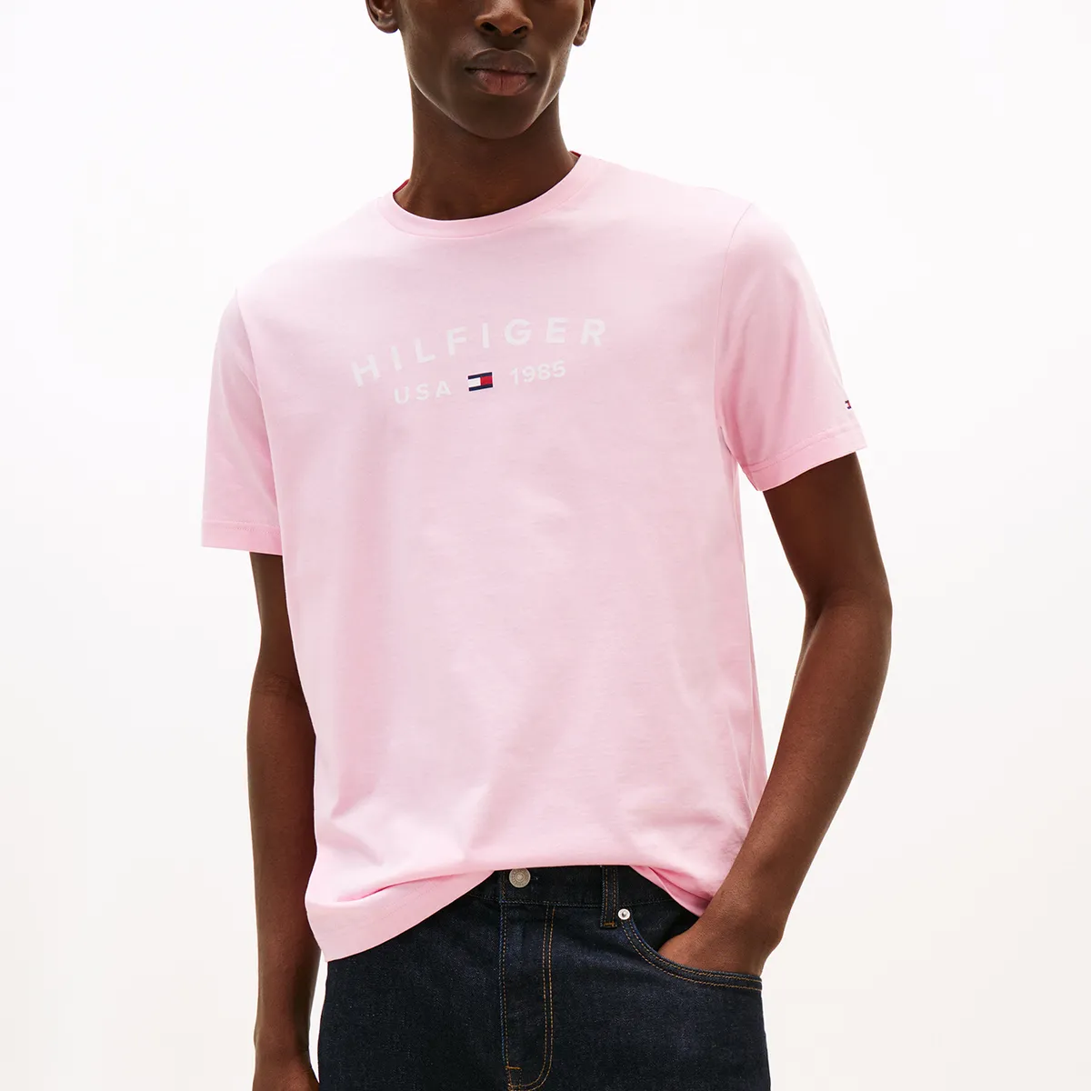 TOMMY HILFIGER - Polera Con Logo Estampado Rosado Tommy Hilfiger