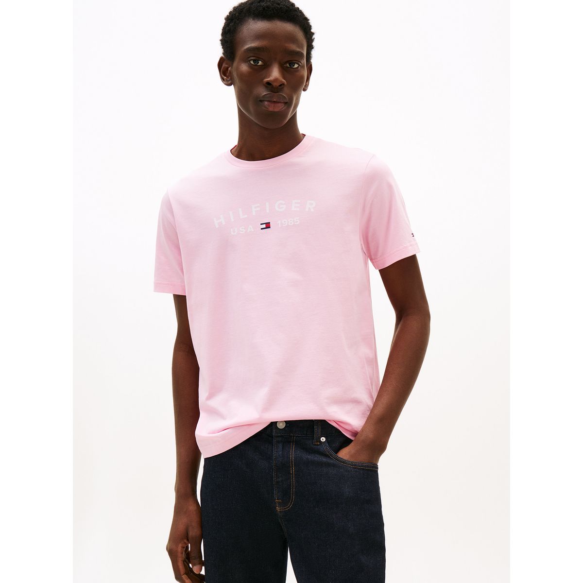 TOMMY HILFIGER - Polera Con Logo Estampado Rosado Tommy Hilfiger