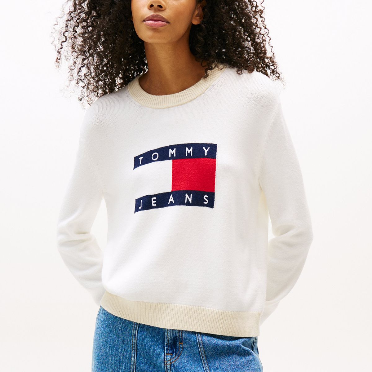 TOMMY HILFIGER - Sweater Colorblock Con Logo Bordado Blanco Tommy Jeans