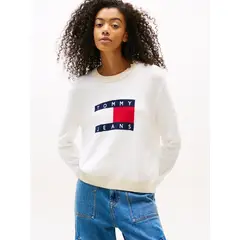 TOMMY HILFIGER - Sweater Colorblock Con Logo Bordado Blanco Tommy Jeans