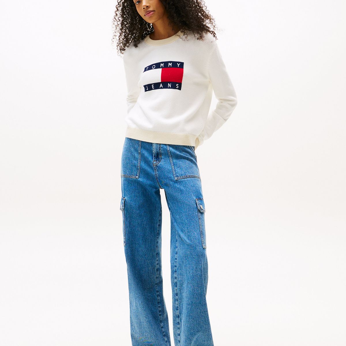 TOMMY HILFIGER - Sweater Colorblock Con Logo Bordado Blanco Tommy Jeans