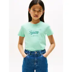TOMMY HILFIGER - Polera Script Logo Metalizado Verde