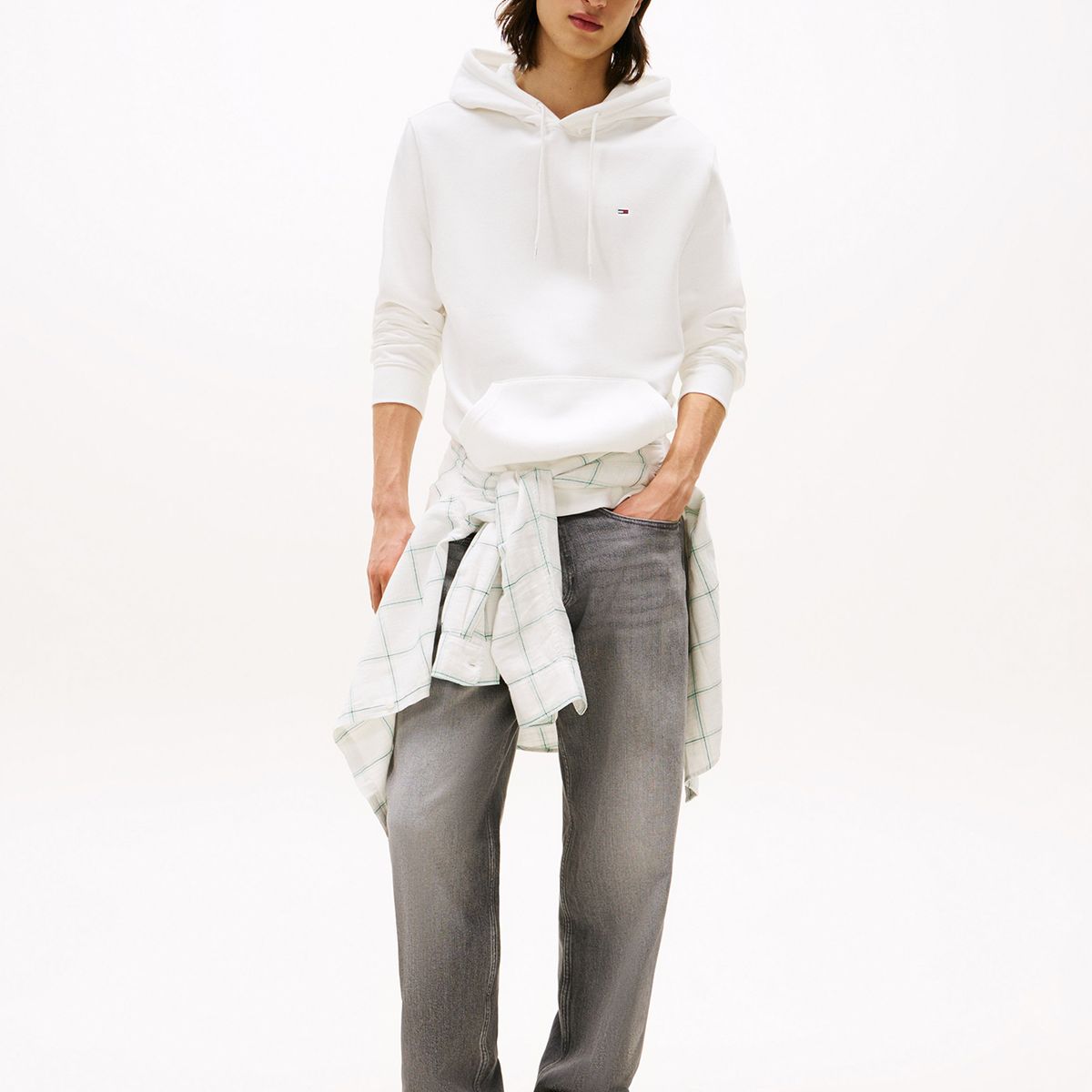 TOMMY HILFIGER - Polerón Hoodie Solid Con Logo Blanco Tommy Jeans