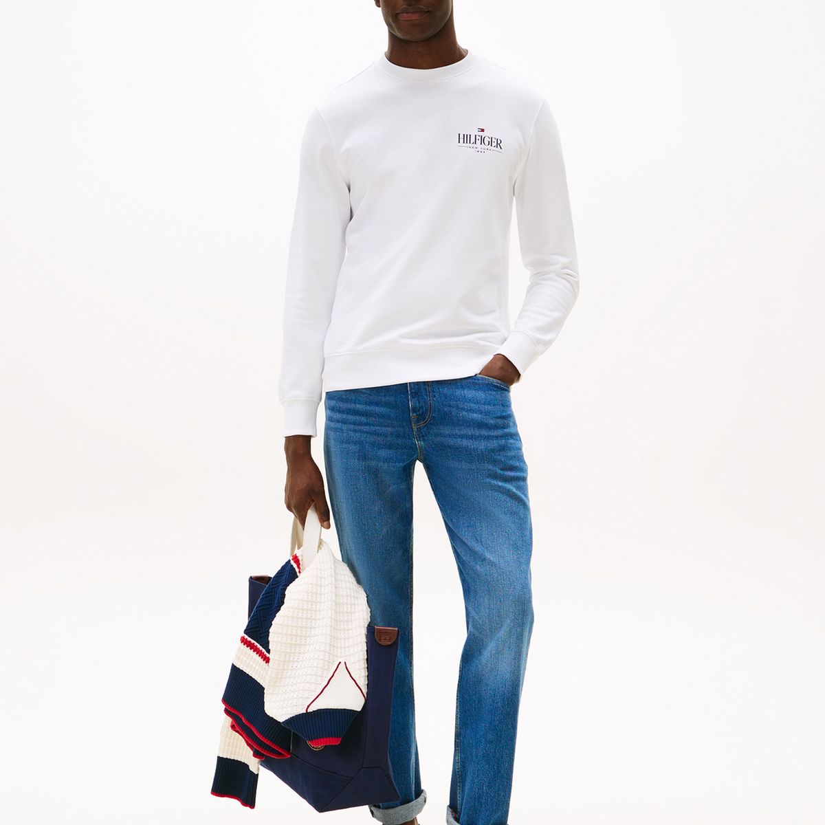 TOMMY HILFIGER - Polerón Stacked Con Logo Blanco Tommy Hilfiger