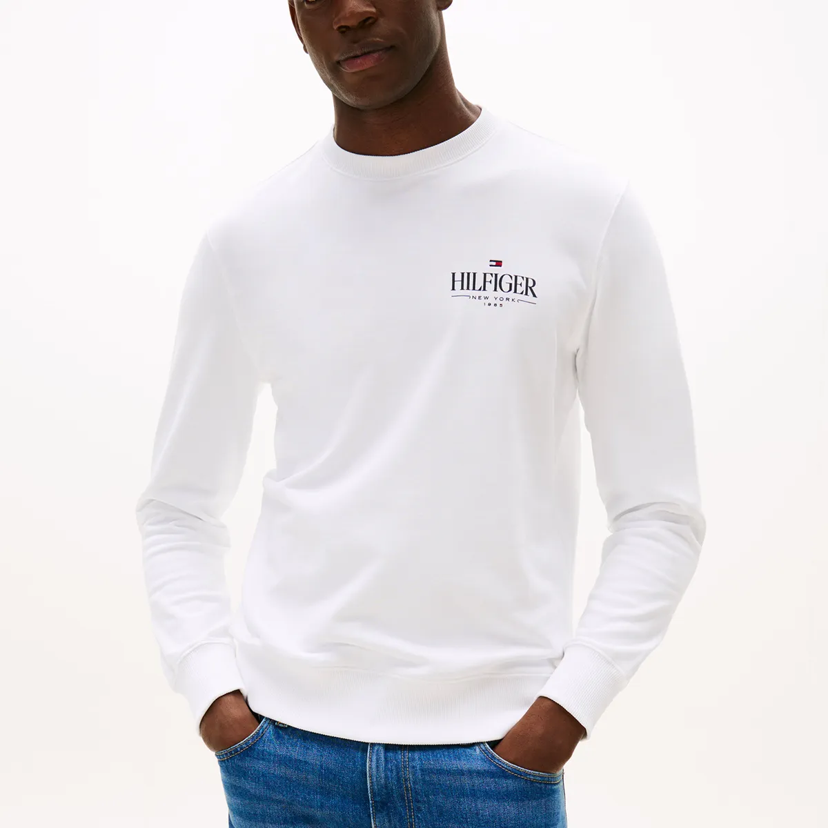 TOMMY HILFIGER - Polerón Stacked Con Logo Blanco Tommy Hilfiger