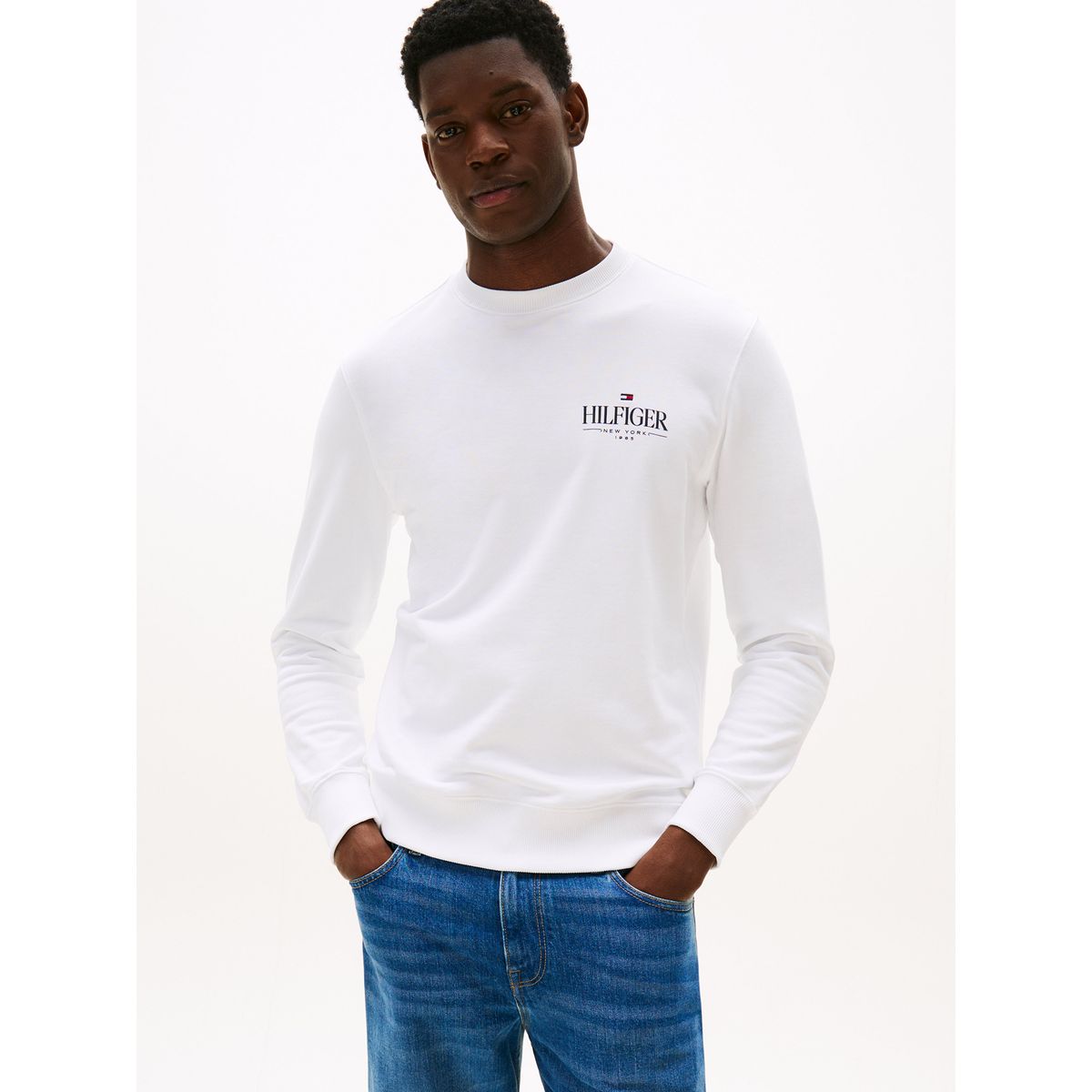 TOMMY HILFIGER - Polerón Stacked Con Logo Blanco Tommy Hilfiger