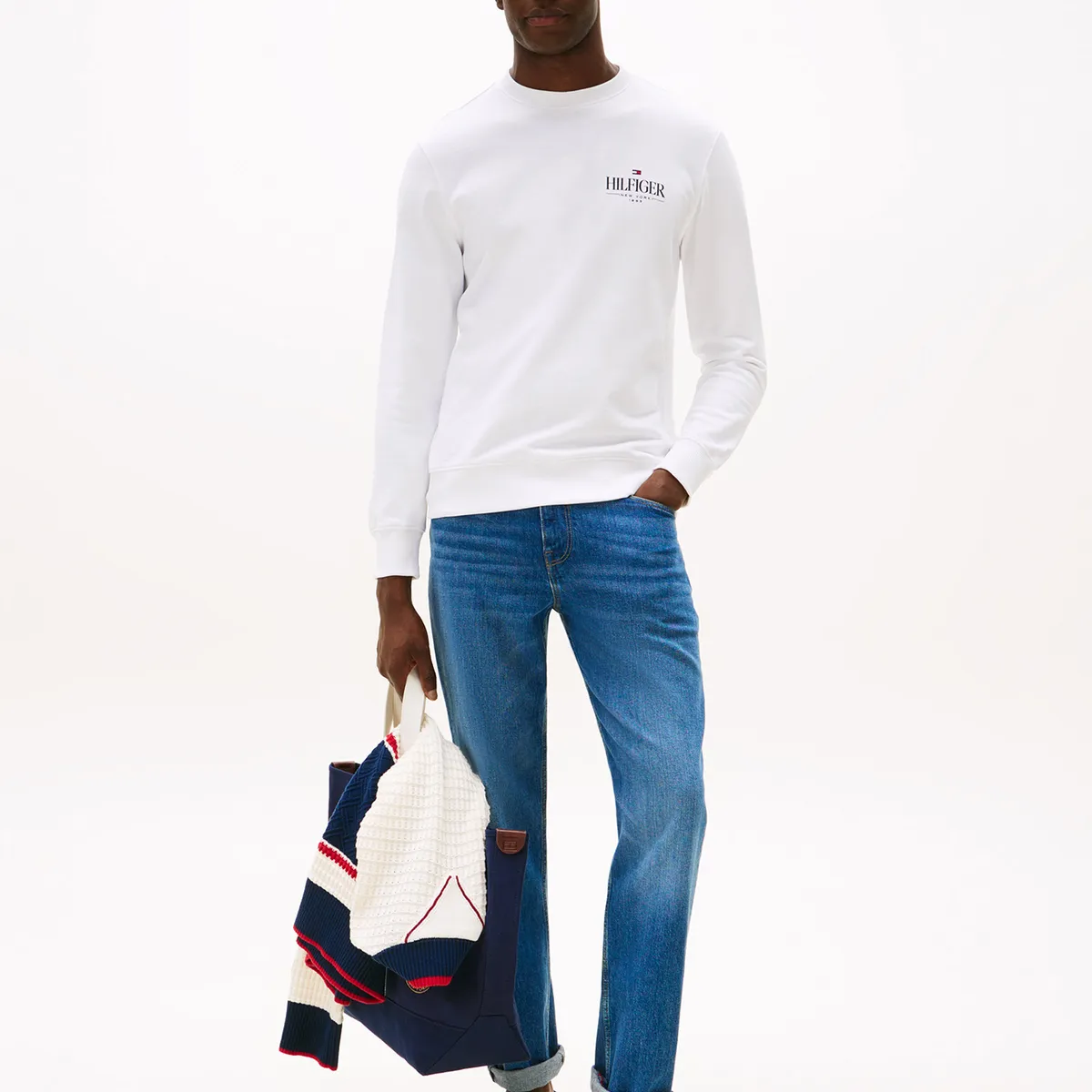 TOMMY HILFIGER - Polerón Stacked Con Logo Blanco Tommy Hilfiger