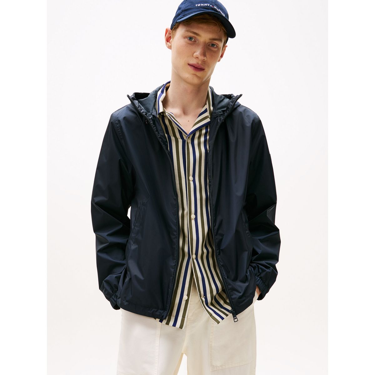 TOMMY HILFIGER - Cortavientos Hooded Con Logo Engomado Azul Tommy Hilfiger
