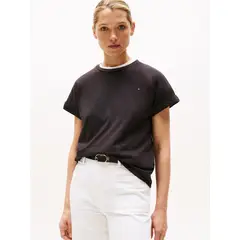 TOMMY HILFIGER - Polera Texturizada Con Logo Negro