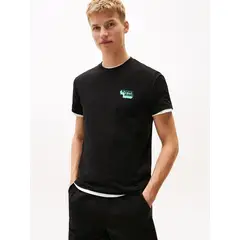 TOMMY HILFIGER - Polera Stack Logo Slim Fit Negro Tommy Jeans