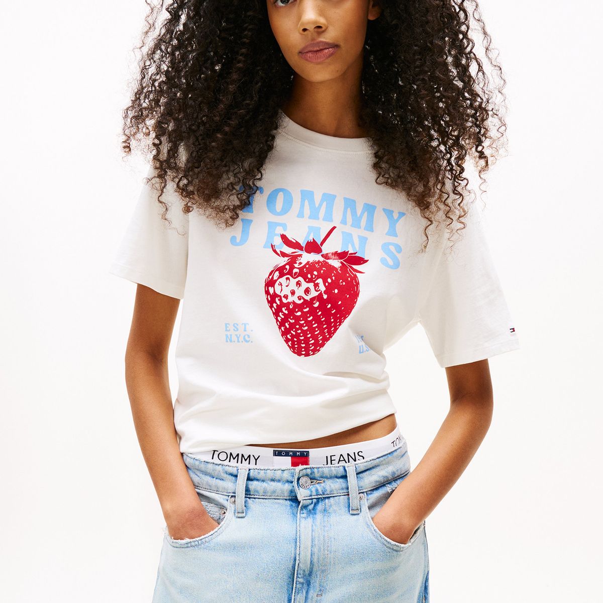 TOMMY HILFIGER - Polera Strawberry Logo Blanco Tommy Jeans