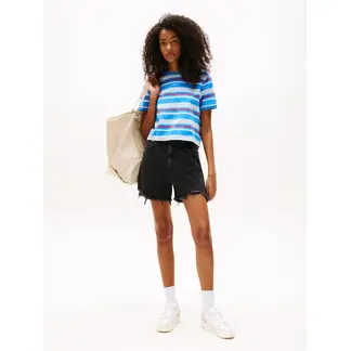 TOMMY HILFIGER - Short Mom Fit Desgastados Negro Tommy Jeans