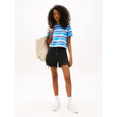 TOMMY HILFIGER - Short Mom Fit Desgastados Negro Tommy Jeans