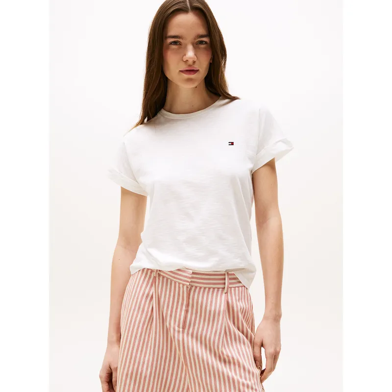 TOMMY HILFIGER - Polera Texturizada Con Logo Blanco Tommy Hilfiger