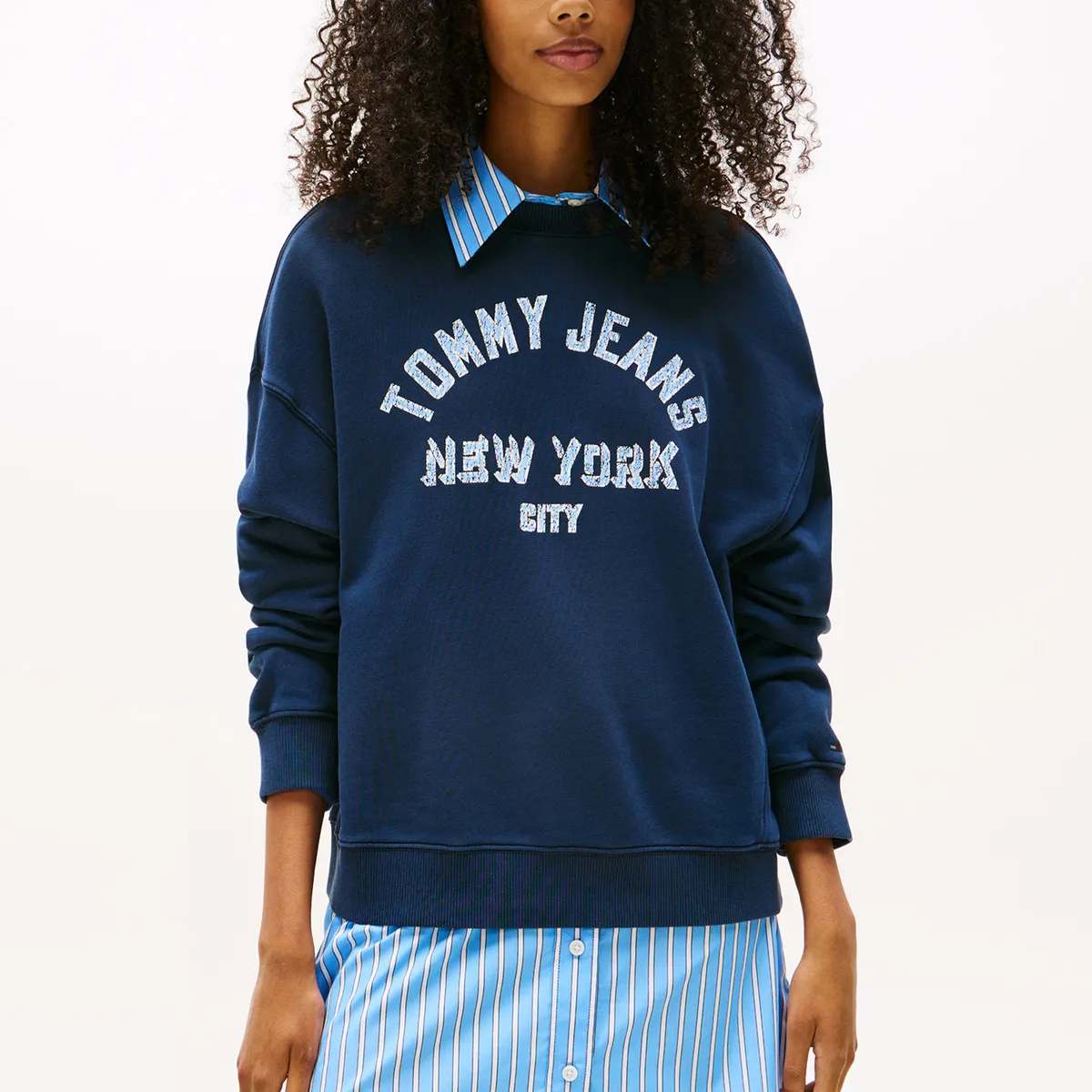 TOMMY HILFIGER - Polerón Relaxed Varsity Azul Tommy Jeans