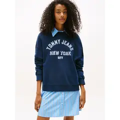 TOMMY HILFIGER - Polerón Relaxed Varsity Azul Tommy Jeans
