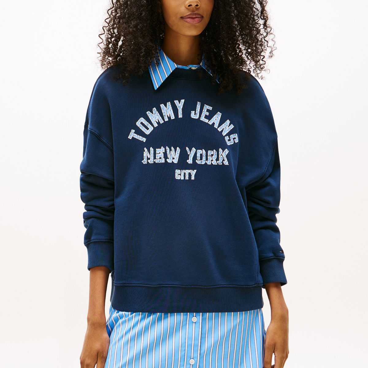 TOMMY HILFIGER - Polerón Relaxed Varsity Azul Tommy Jeans