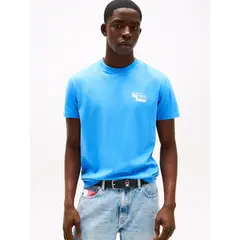 TOMMY HILFIGER - Polera Stack Logo Slim Fit Celeste Tommy Jeans