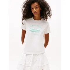 TOMMY HILFIGER - Polera Essential De Corte Regular Blanco Tommy Jeans