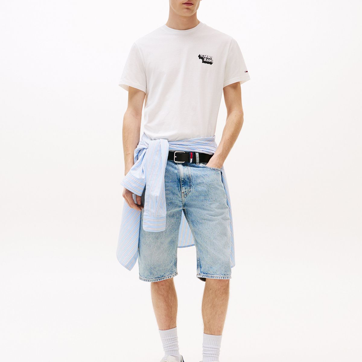 TOMMY HILFIGER - Polera Stack Logo Slim Fit Blanco Tommy Jeans