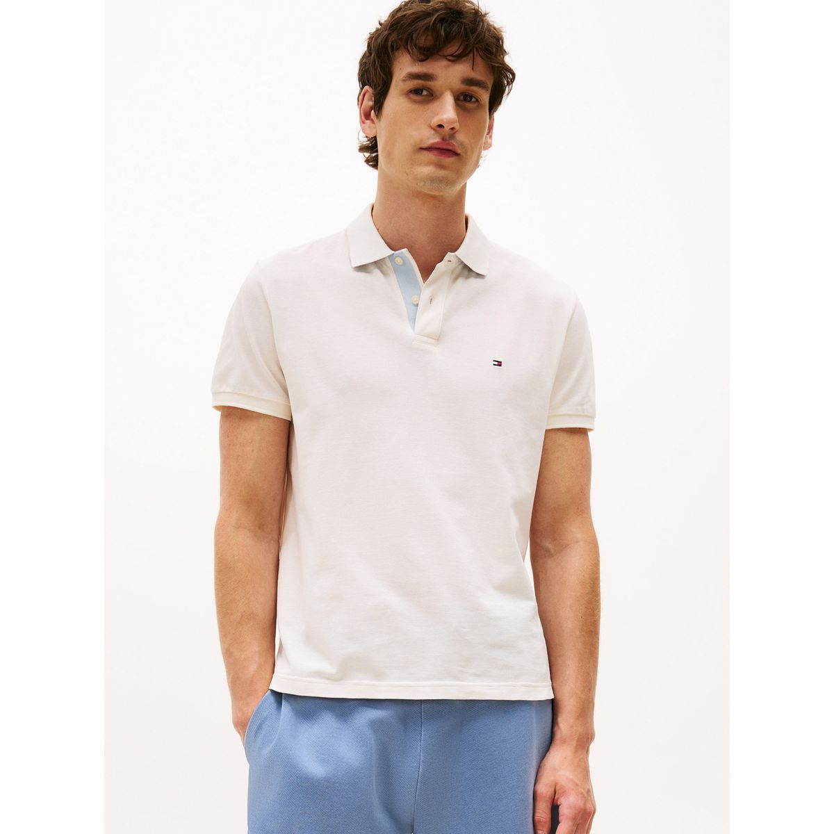 TOMMY HILFIGER - Polo Cuello A Contraste Con Logo Blanco Tommy Hilfiger
