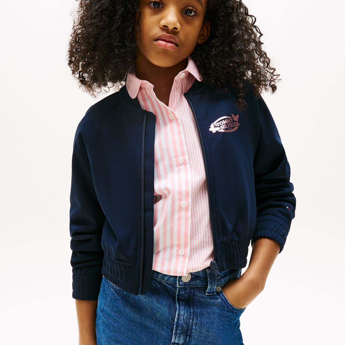 TOMMY HILFIGER - Chaqueta Interlock Con Cierre Azul Tommy Hilfiger