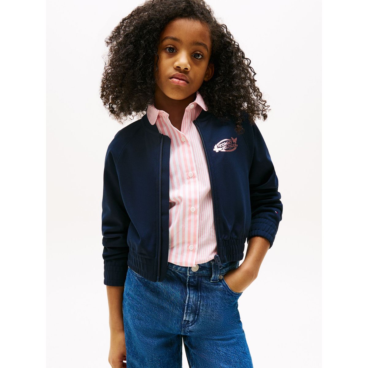TOMMY HILFIGER - Chaqueta Interlock Con Cierre Azul Tommy Hilfiger