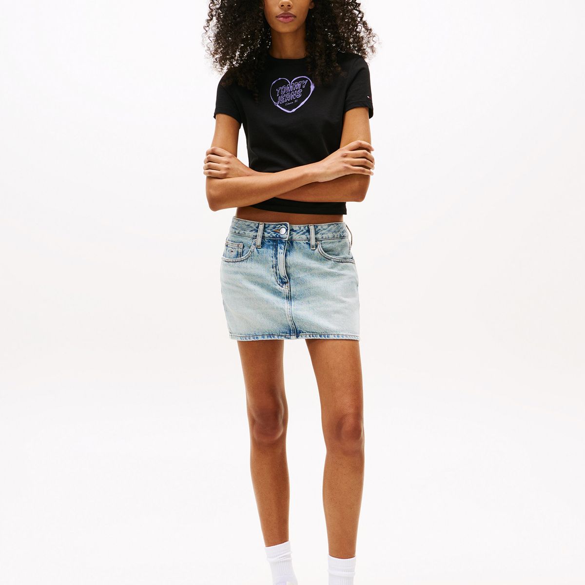 TOMMY HILFIGER - Polera Heart Logo Slim Fit Negro Tommy Jeans