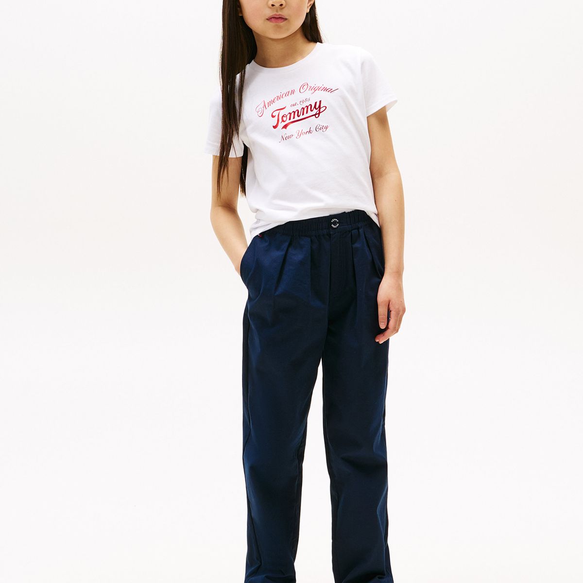 TOMMY HILFIGER - Polera Script Logo Metalizado Blanco Tommy Hilfiger