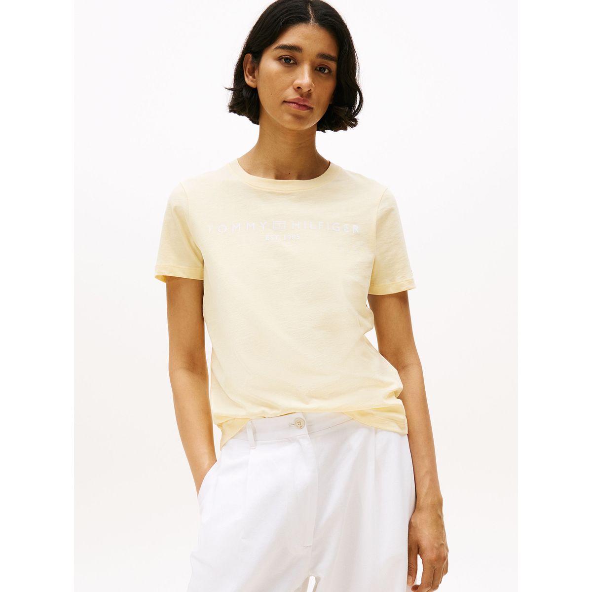 TOMMY HILFIGER - Polera Signature Con Logo Amarillo Tommy Hilfiger